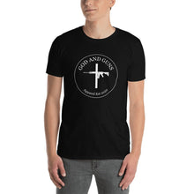 Load image into Gallery viewer, Black & White US Flag Short - Sleeve Unisex T - Shirt - God and Guns Apparel