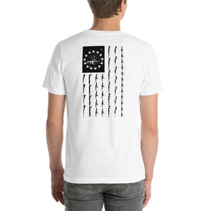 Black & White US Flag Short - Sleeve Unisex T - Shirt - God and Guns Apparel